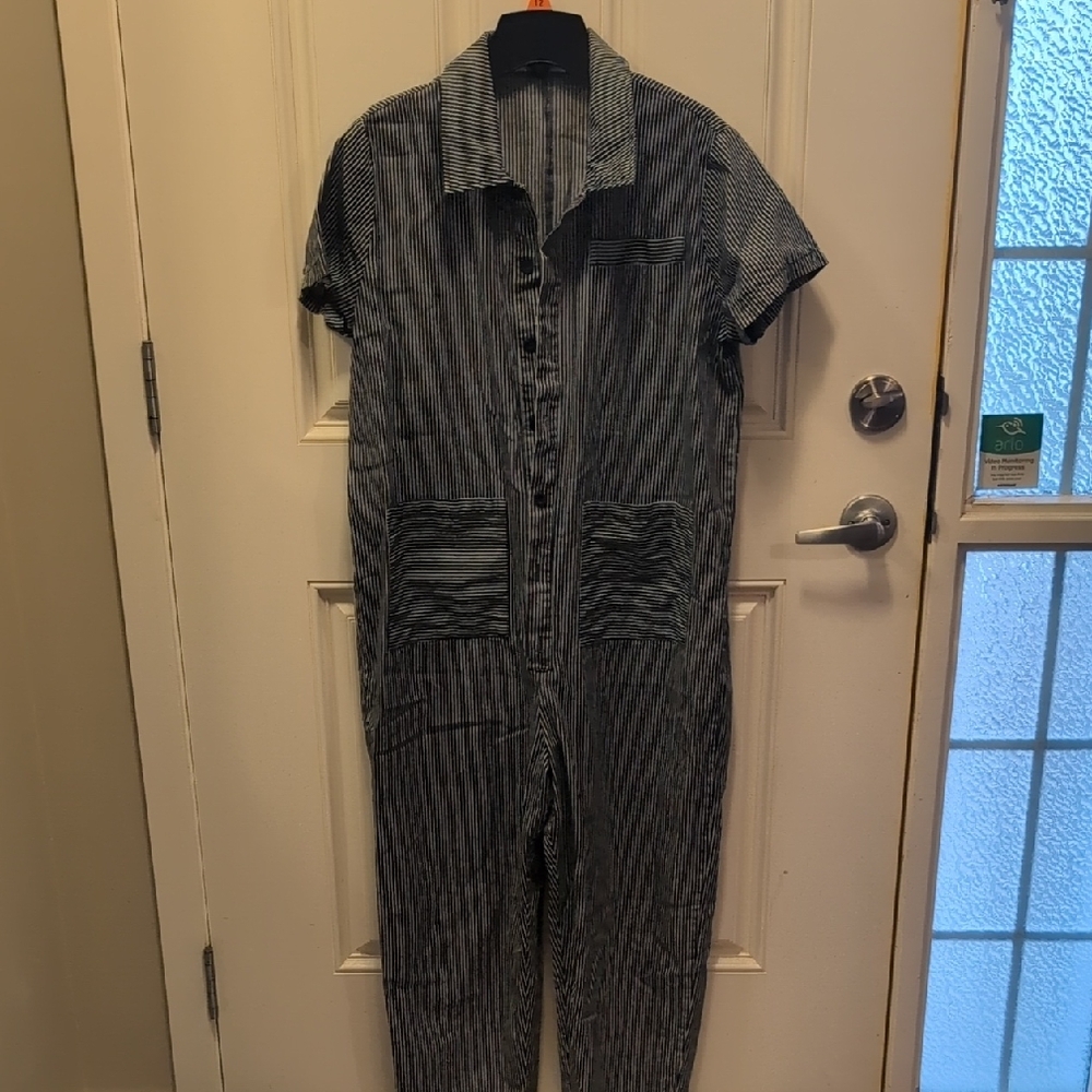Striped Blue and White Jumpsuit